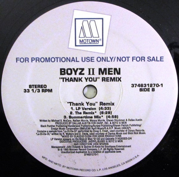 Boyz II Men : Thank You (Remix) (12", Promo)