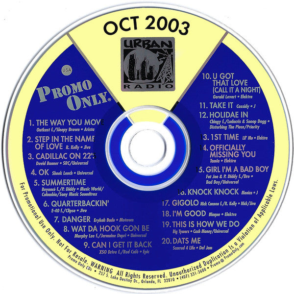 Various : Promo Only Urban Radio: October 2003 (CD, Comp, Promo)