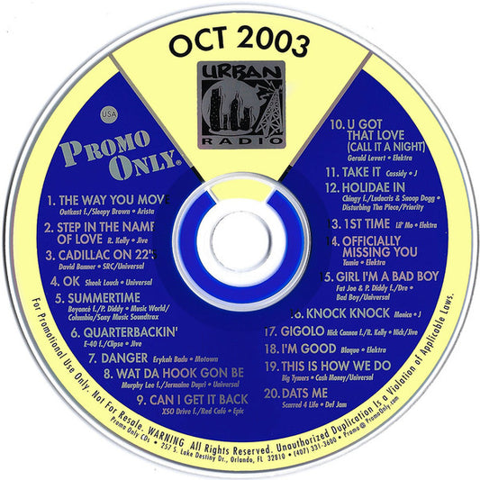 Various : Promo Only Urban Radio: October 2003 (CD, Comp, Promo)