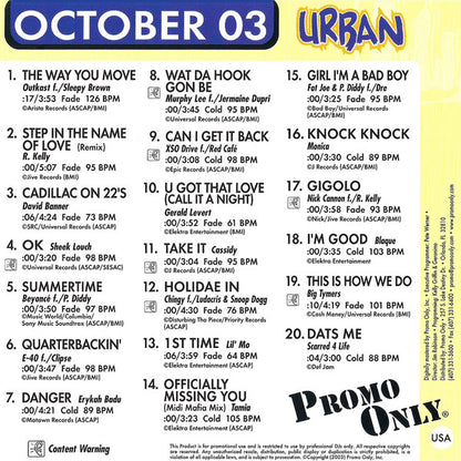 Various : Promo Only Urban Radio: October 2003 (CD, Comp, Promo)