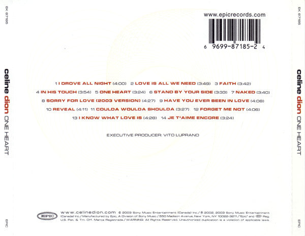 Céline Dion : One Heart (CD, Album)