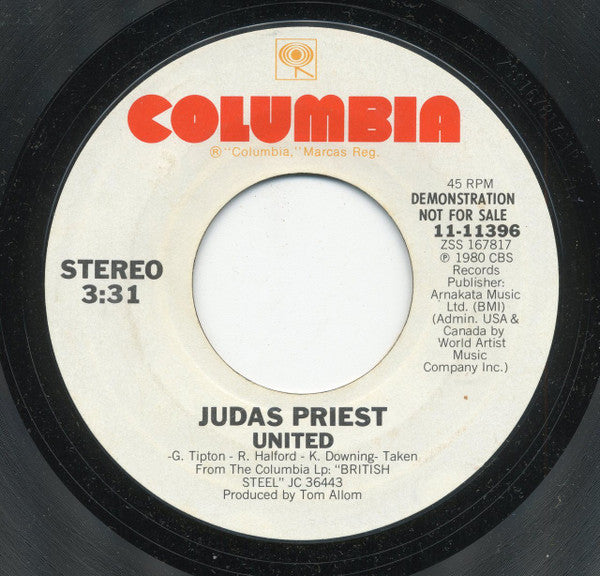 Judas Priest : United (7", Single, Mono, Promo, Styrene)