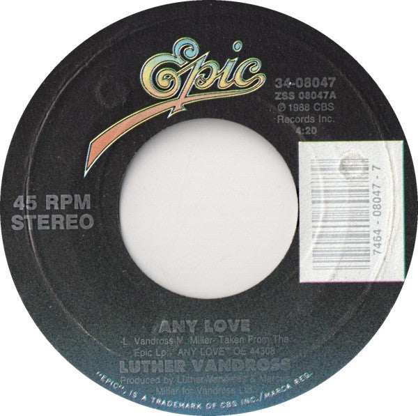 Luther Vandross : Any Love (7", Styrene)