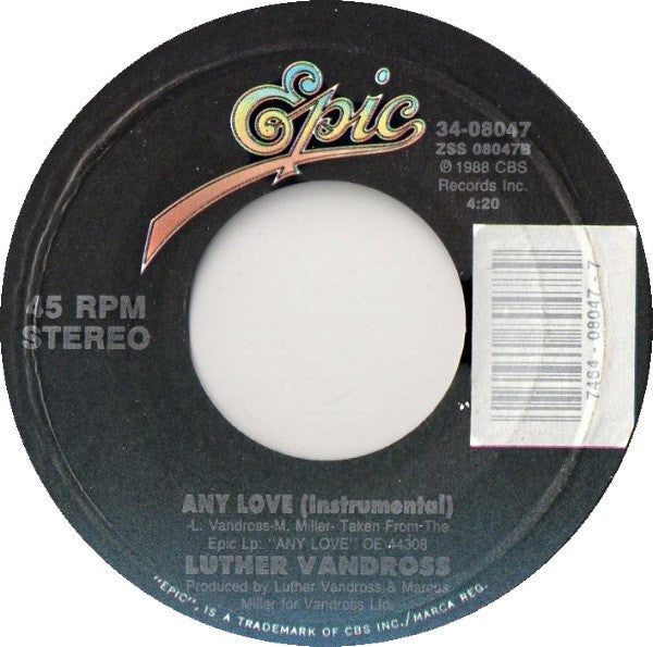 Luther Vandross : Any Love (7", Styrene)