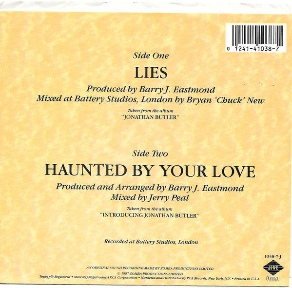 Jonathan Butler : Lies (7", Promo)