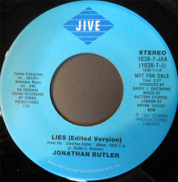 Jonathan Butler : Lies (7", Promo)