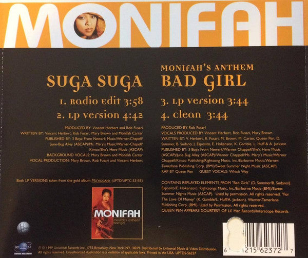 Monifah : Monifah's Anthem / Bad Girl & Suga Suga (CD, Single)