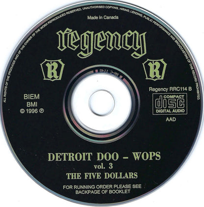 The Five Dollars : Motor-City Detroit Doo-Wops Vol. 3 (CD, Comp)