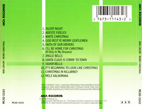 Bing Crosby : White Christmas (CD, Album, RE)