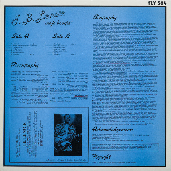 J.B. Lenoir : Mojo Boogie (LP, Comp, Mono, RM)