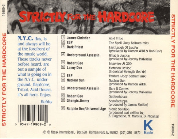 Various : Strictly For The Hardcore: N.Y.C. Underground (CD, Comp)