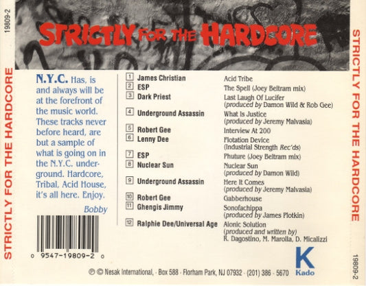 Various : Strictly For The Hardcore: N.Y.C. Underground (CD, Comp)