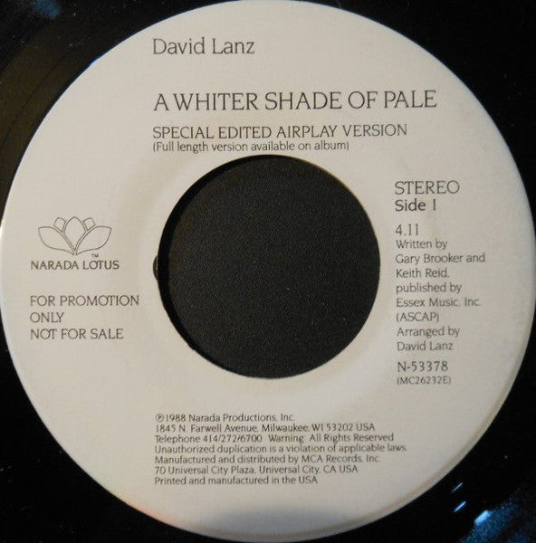 David Lanz : A Whiter Shade Of Pale (7", Promo)