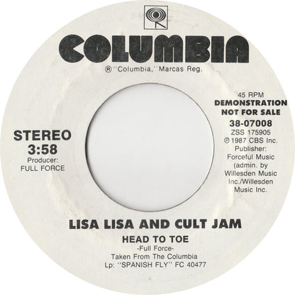 Lisa Lisa & Cult Jam : Head To Toe (7", Promo, Styrene, Car)