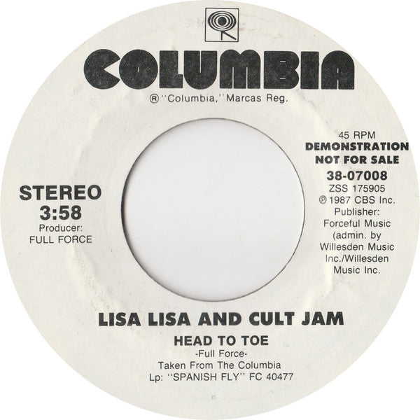 Lisa Lisa & Cult Jam : Head To Toe (7", Promo, Styrene, Car)