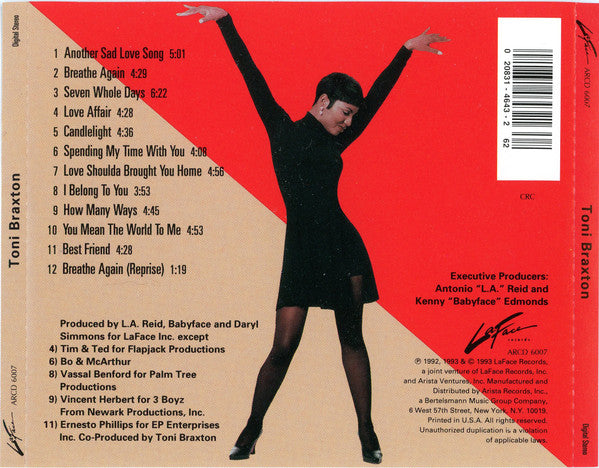 Toni Braxton : Toni Braxton (CD, Album, Club, RE, Son)