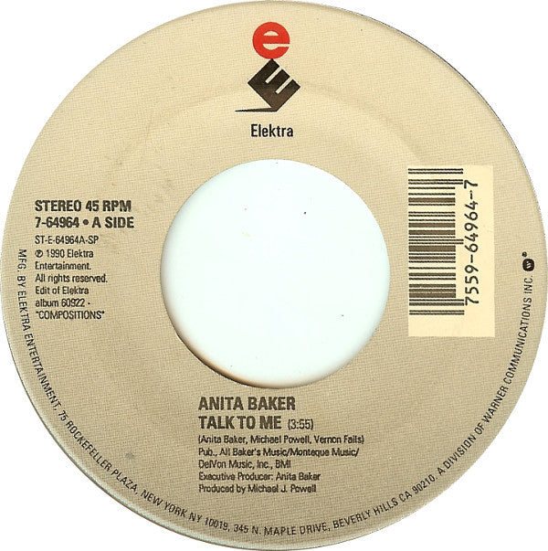 Anita Baker : Talk To Me (7", Single, Spe)
