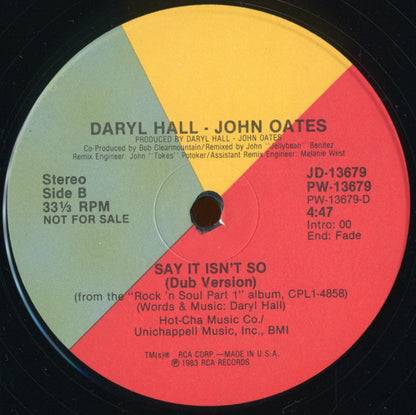 Daryl Hall & John Oates : Say It Isn't So (12", Single, Promo)