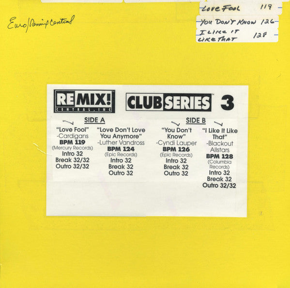 Various : Club Series Volume 3 (4x12", Comp)