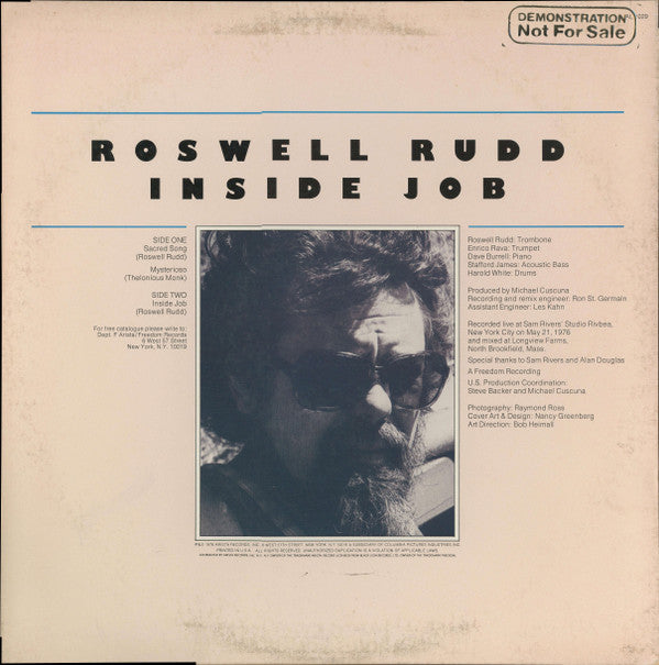 Roswell Rudd : Inside Job (LP, Album, Promo)