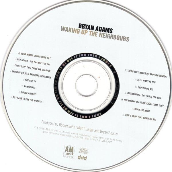 Bryan Adams : Waking Up The Neighbours (CD, Album, Club, RP, CRC)