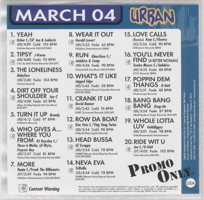 Various : Promo Only Urban Radio: March 2004 (CD, Comp, Promo)