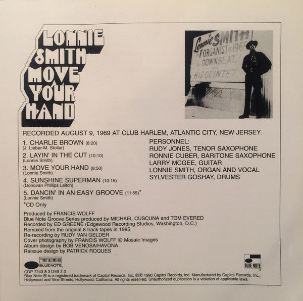 Lonnie Smith : Move Your Hand (CD, Album, RE)