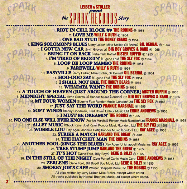 Various : Leiber & Stoller Present The Spark Records Story (CD, Comp, Mono)