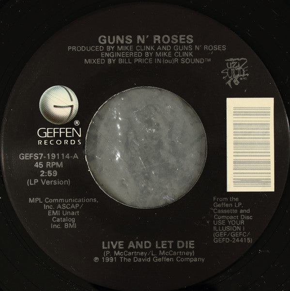 Guns N' Roses : Live And Let Die (7", Single)