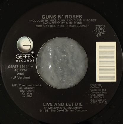 Guns N' Roses : Live And Let Die (7", Single)