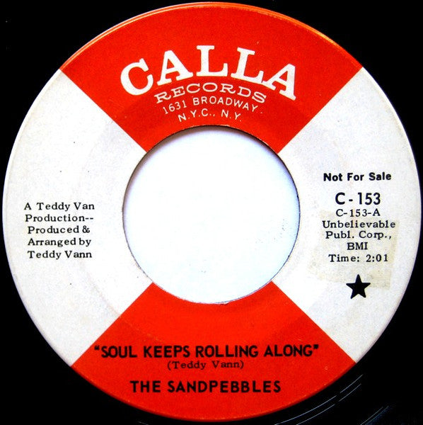 The Sandpebbles : Soul Keeps Rolling Along (7", Single, Promo)