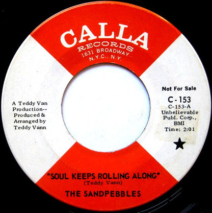 The Sandpebbles : Soul Keeps Rolling Along (7", Single, Promo)