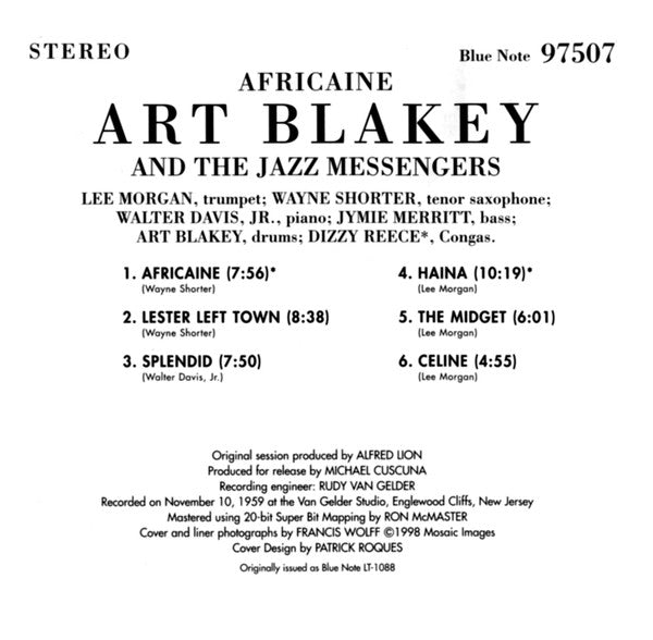 Art Blakey & The Jazz Messengers : Africaine (CD, Album, Ltd, RE, RM)