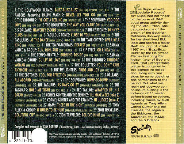 Various : The Ebb Records Story Vol. 1: The Group Era 1957-1959 (CD, Comp, Promo)