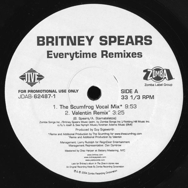Britney Spears : Everytime (Remixes) (12", Promo)