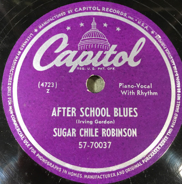 Sugar Chile Robinson : Numbers Boogie / After School Blues (Shellac, 10")