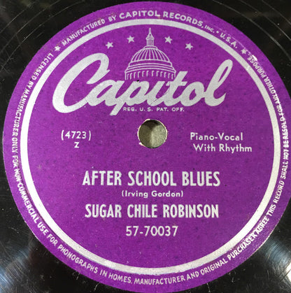 Sugar Chile Robinson : Numbers Boogie / After School Blues (Shellac, 10")