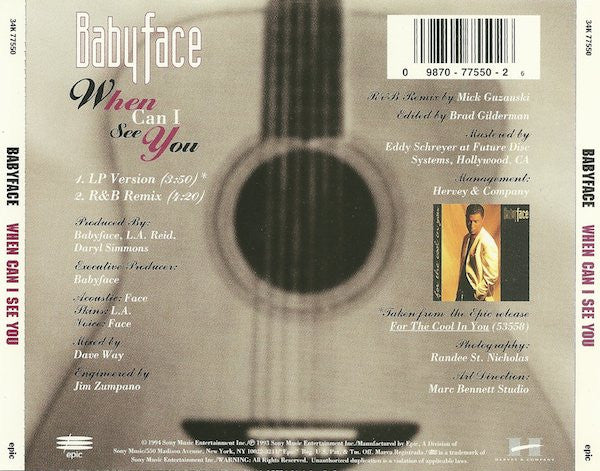 Babyface : When Can I See You (CD, Single)