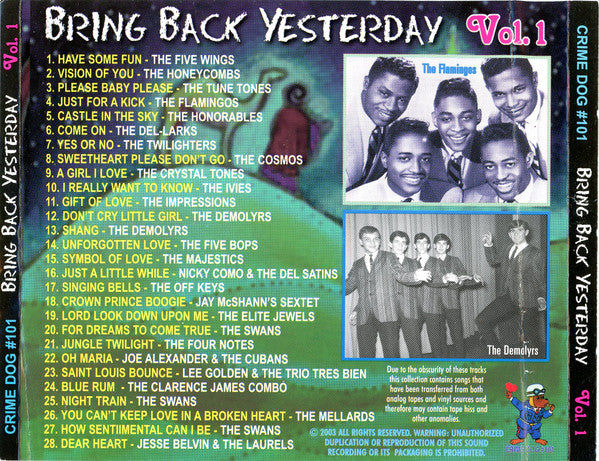 Various : Bring Back Yesterday Vol. 1 (CD, Comp)