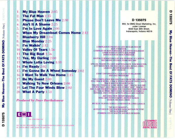 Fats Domino : My Blue Heaven: The Best Of Fats Domino - Volume 1 (CD, Comp, Club, BMG)