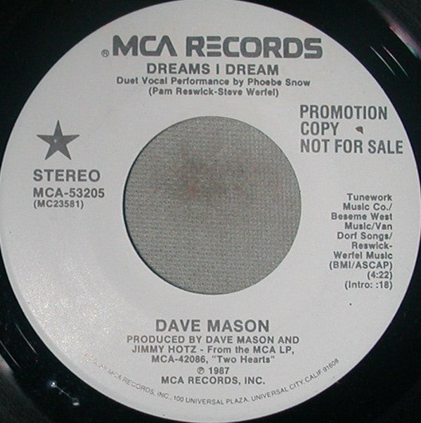 Dave Mason : Dreams I Dream (7", Promo)