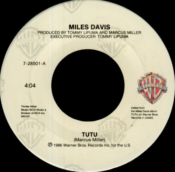 Miles Davis : Tutu (7", Styrene)