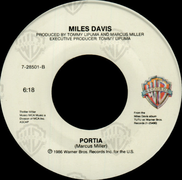 Miles Davis : Tutu (7", Styrene)