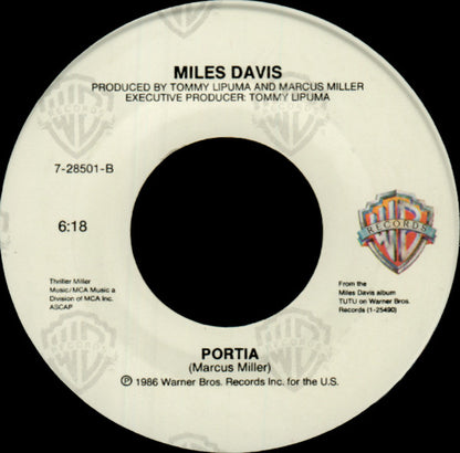 Miles Davis : Tutu (7", Styrene)