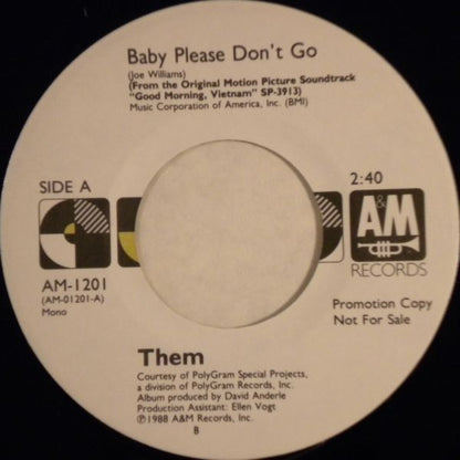 Them (3) / The Marvelettes : Baby Please Don't Go / Danger Heartbreak Dead Ahead (7", Single, Mono, Promo, RE)