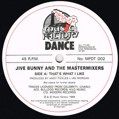 Jive Bunny And The Mastermixers : That's What I Like (12", Single, Mixed)