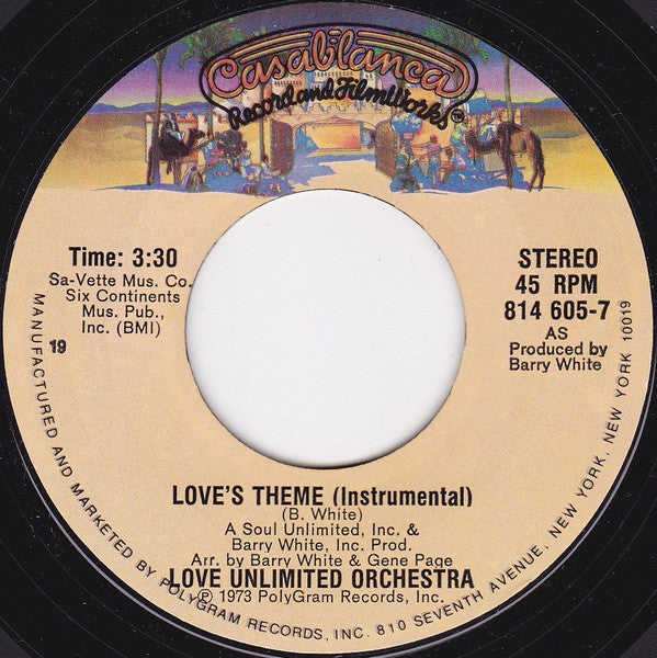 Love Unlimited Orchestra : Love's Theme (Instrumental) (7", Single, Styrene)