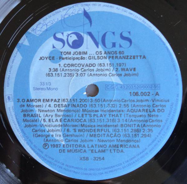 Joyce & Gilson Peranzzetta : Tom Jobim Os Anos 60 (LP, Album)