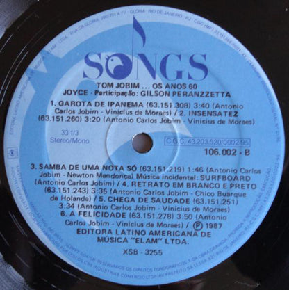 Joyce & Gilson Peranzzetta : Tom Jobim Os Anos 60 (LP, Album)