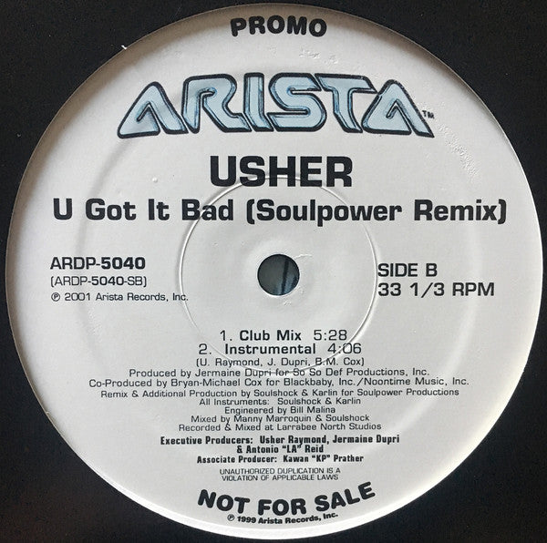 Usher : U Got It Bad (Soulpower Remix) (12", Promo)